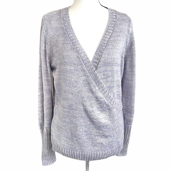 Kensie Lavender Metallic Faux Wrap Sweater - Picture 1 of 11